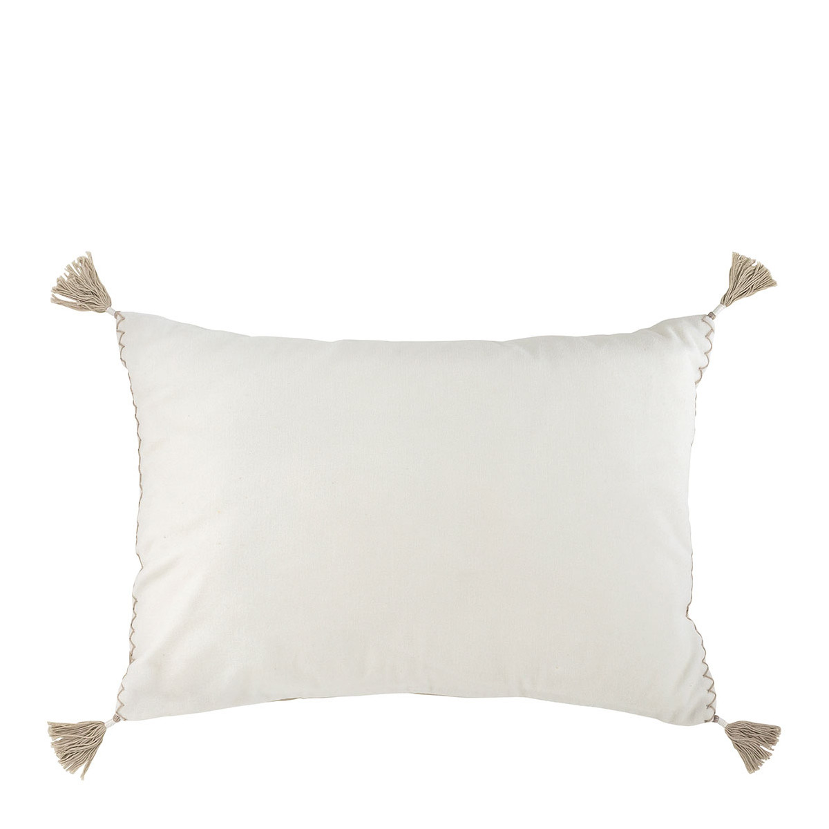 Housse de coussin MATTEO en velours de coton blanc, BLANC D’IVOIRE