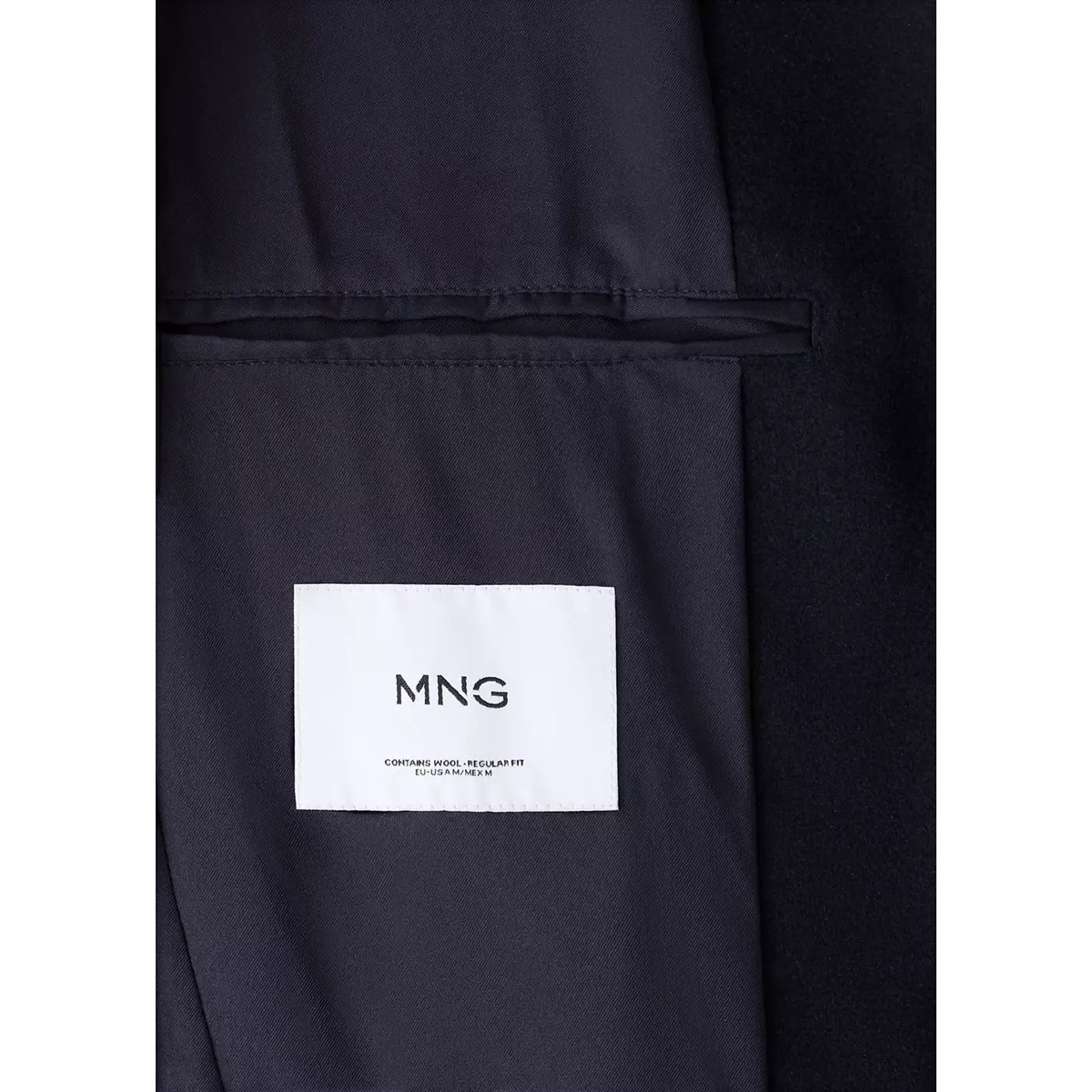 Manteau en laine à col chemise bleu nuit, MANGO MAN