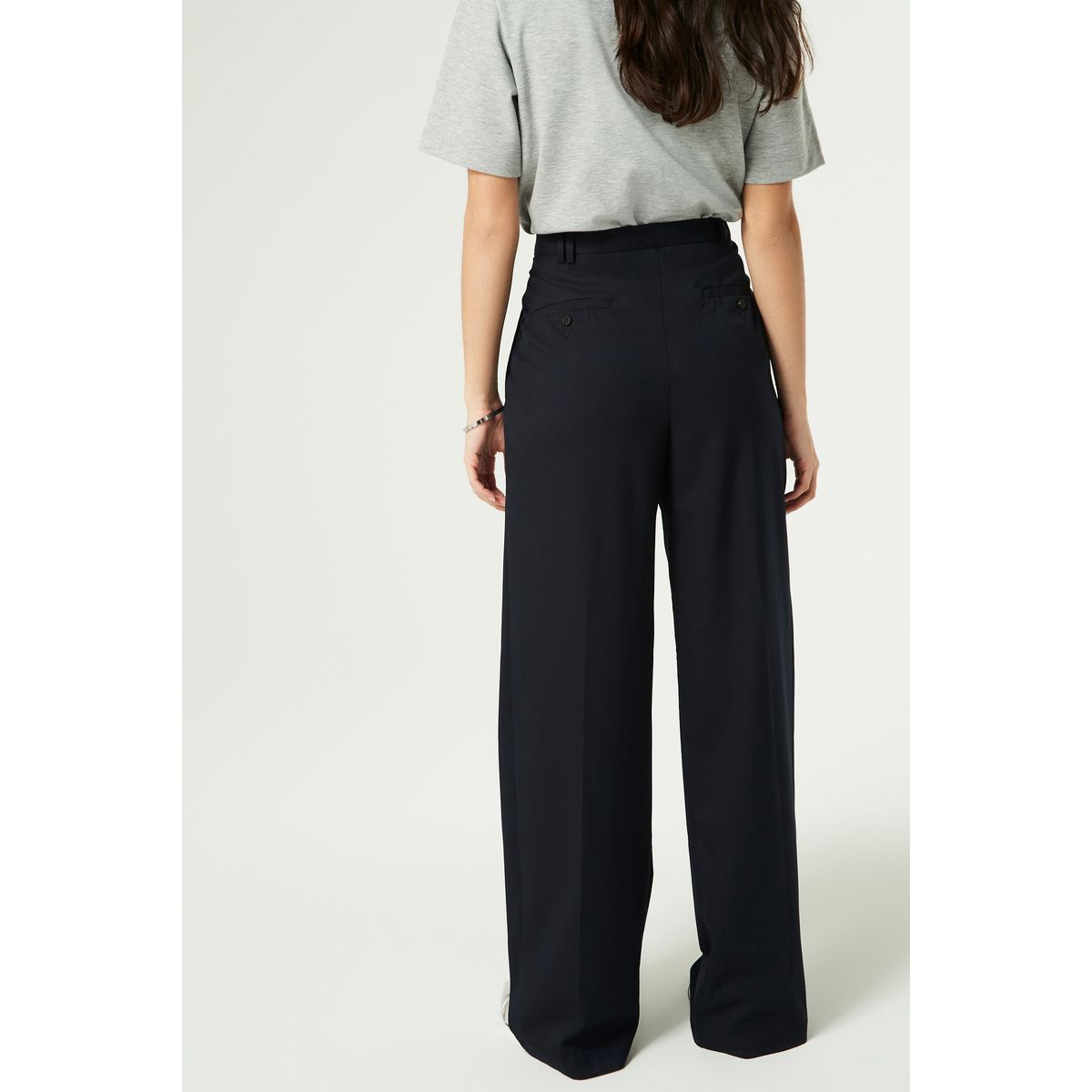 Pantalon large ajusté bleu marine, NEXT