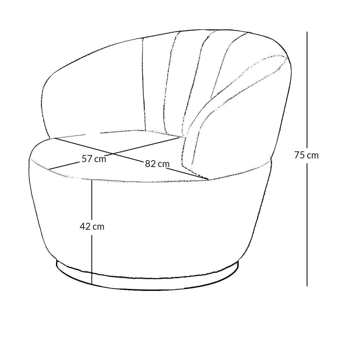 Fauteuil écru effet mohair ivoire, ZAGO