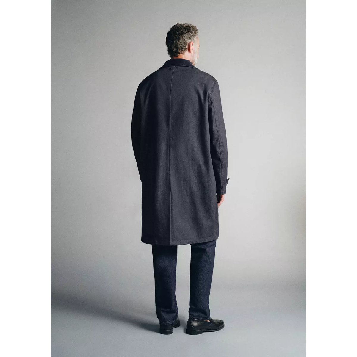 Trench en jean col montant bleu, MANGO MAN