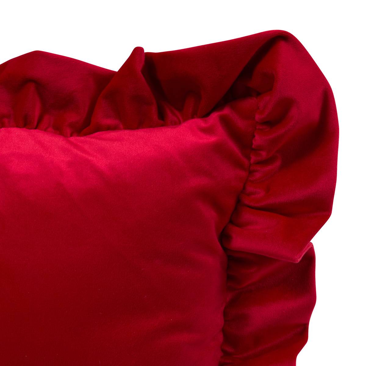 Coussin de Noël à volants rouge 51 x 51 cm rouge, FEERIC LIGHTS & CHRISTMAS
