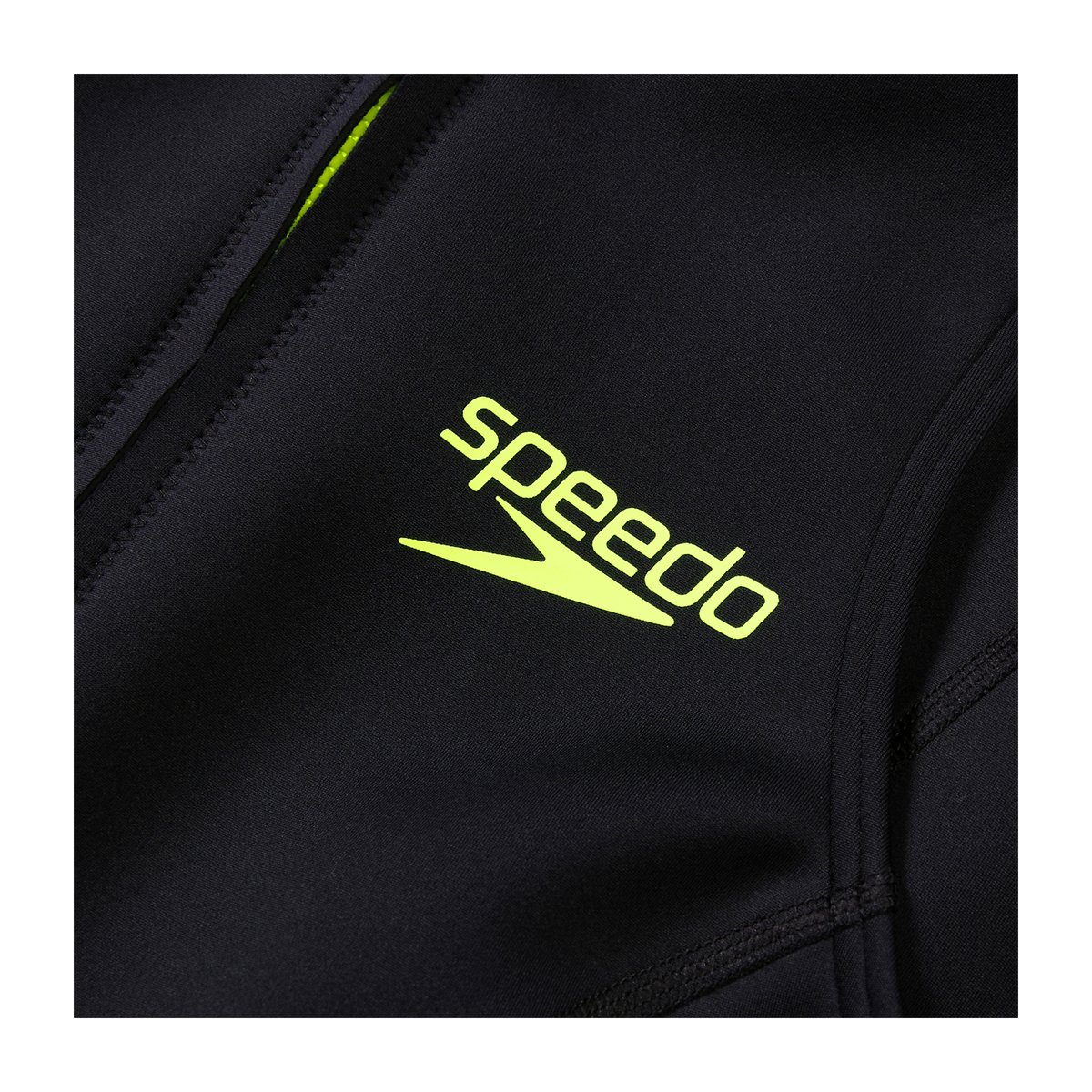 Maillot de bain 1 pièce sans manches à fermeture éclair avant motif/style blocs de couleurs noir / jaune, SPEEDO