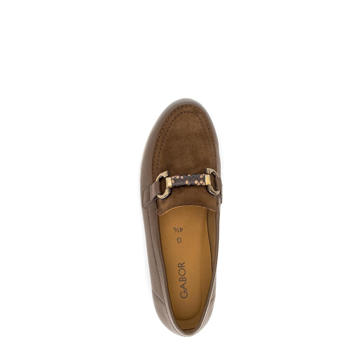 Mocassins en cuir lisse à talon compensé marron, GABOR