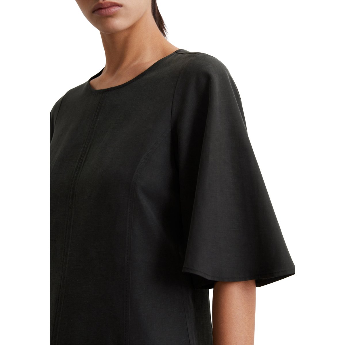 Mini-robe évasée en mélange TENCEL™ Lyocell-lin noir, MARC O'POLO