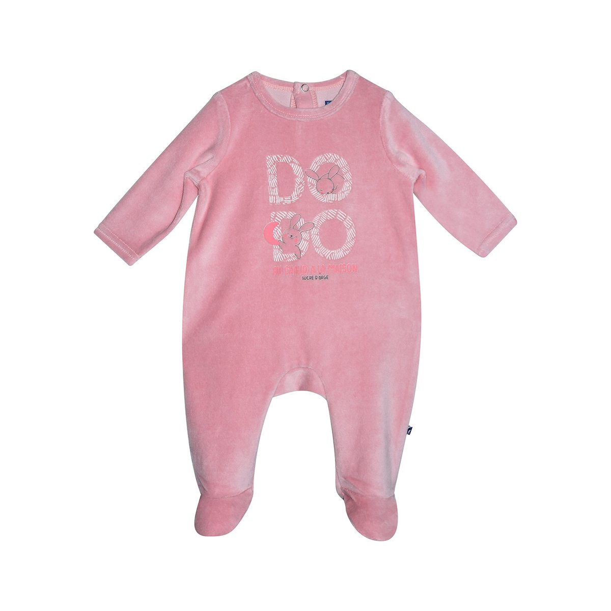 Dors bien rosetta velours rase pont dos bebe rose, SUCRE D'ORGE