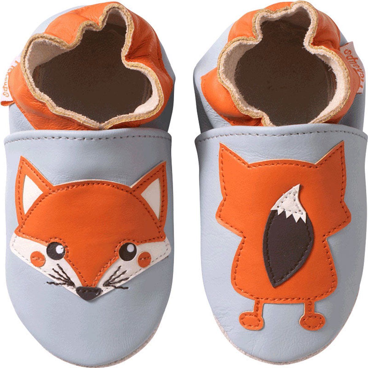 Chaussons bébé cuir souple Oscar le renard bleu, TICHOUPS