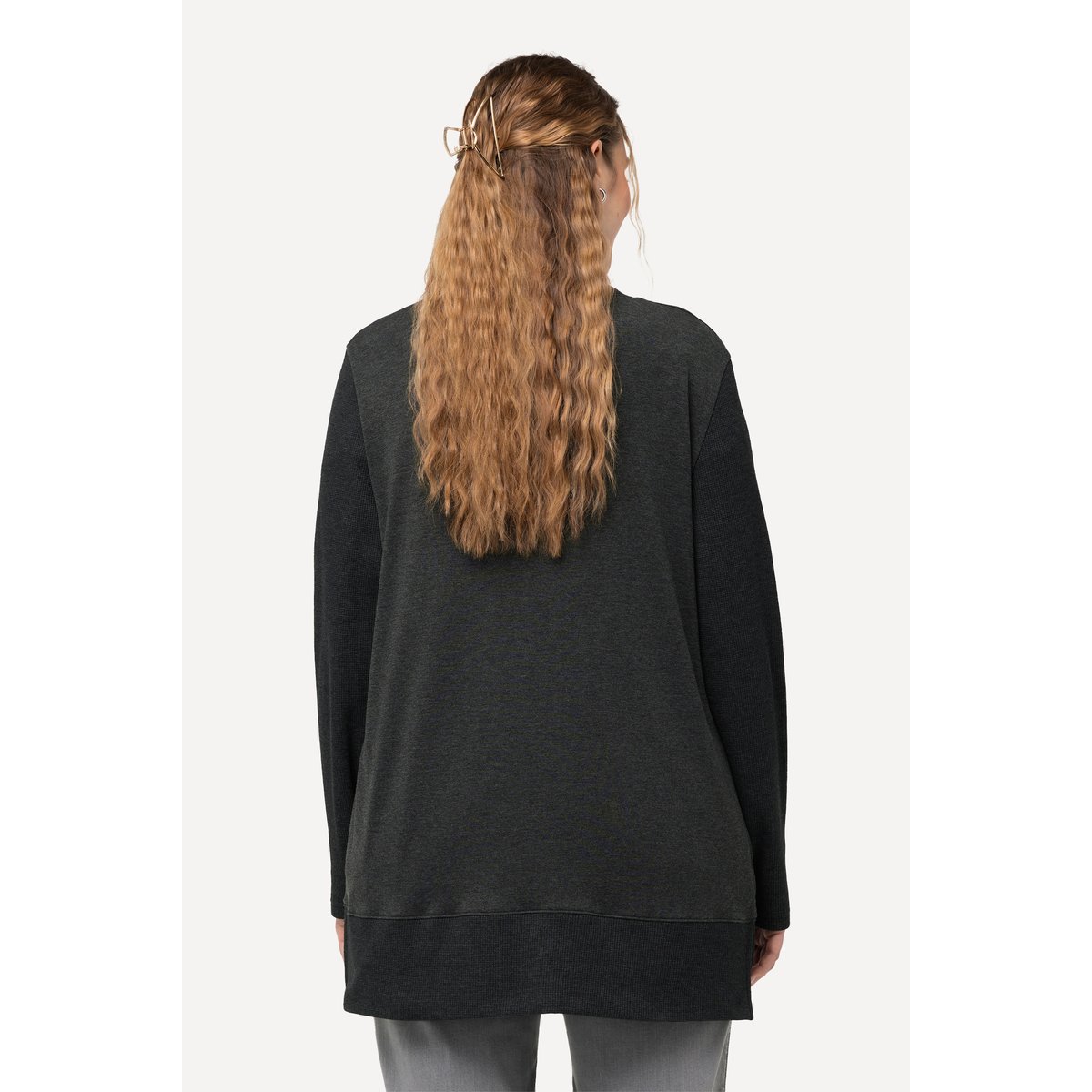 Veste en molleton, texture gaufrée noir, ULLA POPKEN