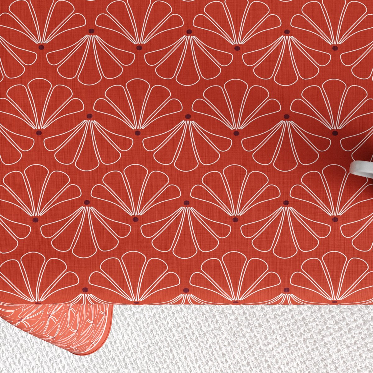 Nappe rectangulaire anti tache Coton Lotus rouge, EDEN