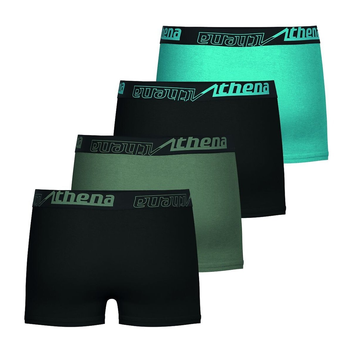 Confezione da 4 boxer sport, ECO PACK blu + verde + nero, ATHENA