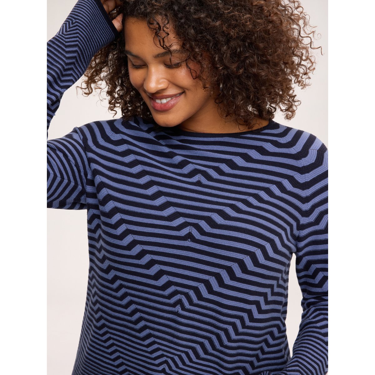 Pull à rayures avec encolure bateau bleu, FIORELLA RUBINO
