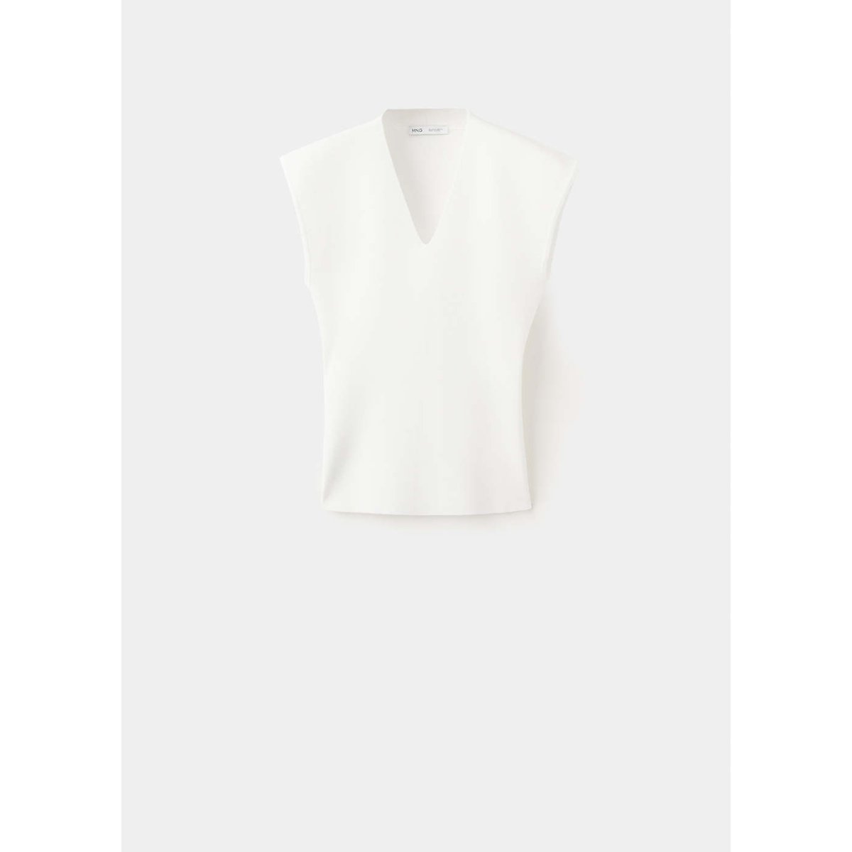 Top en maille fine avec col en V blanc, MANGO