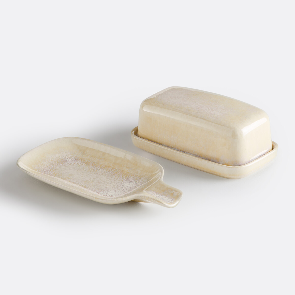 Repose cuillère en grès émail réactif nacré, MADLENA beige nacre, LA REDOUTE INTERIEURS