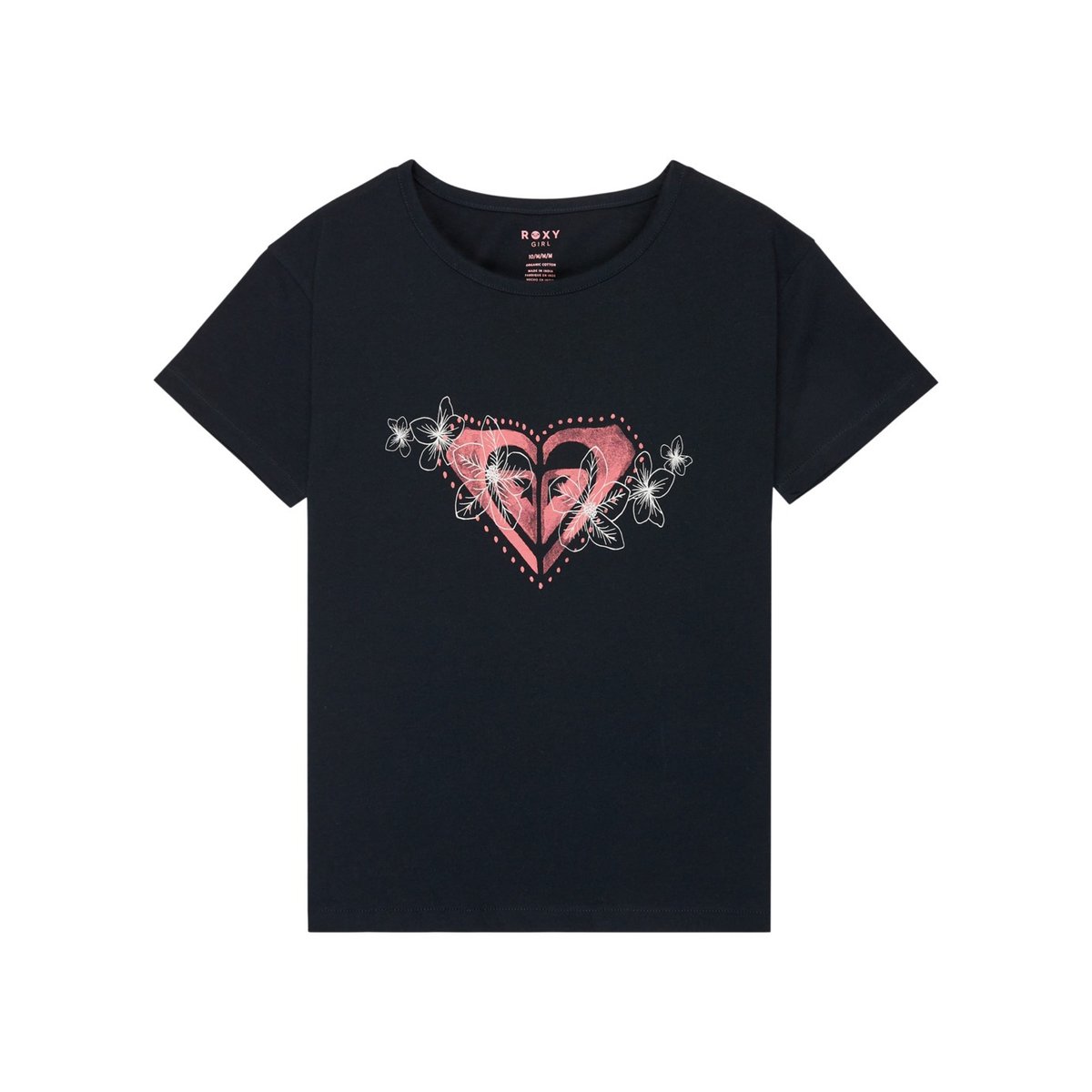 T-Shirt, manches courtes, col rond, Floral. noir anthracite, ROXY
