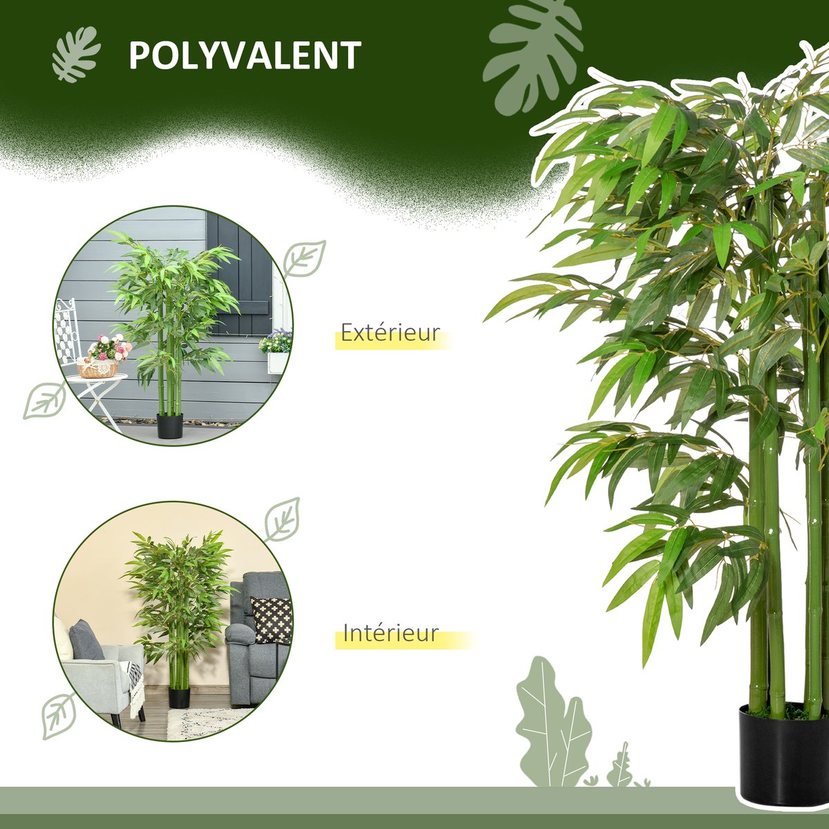 Bambou artificiel PE Vert vert, HOMCOM