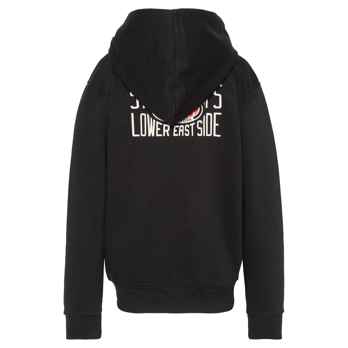 Sweatshirt zippé à capuche imprimé au dos enfant noir, SCHOTT