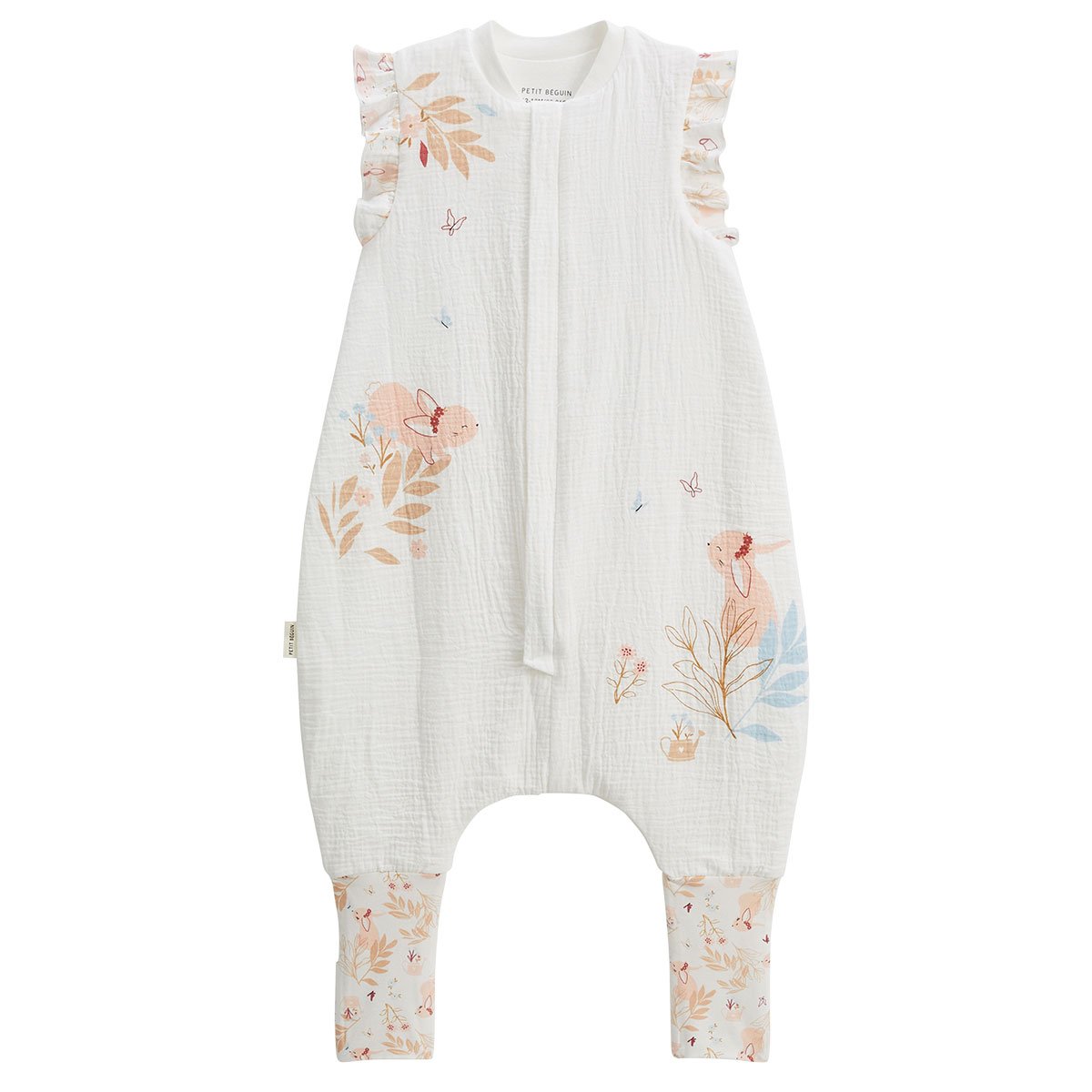 Turbulette TOG 0,5 en gaze de coton avec pieds retroussables Praline ecru, PETIT BEGUIN