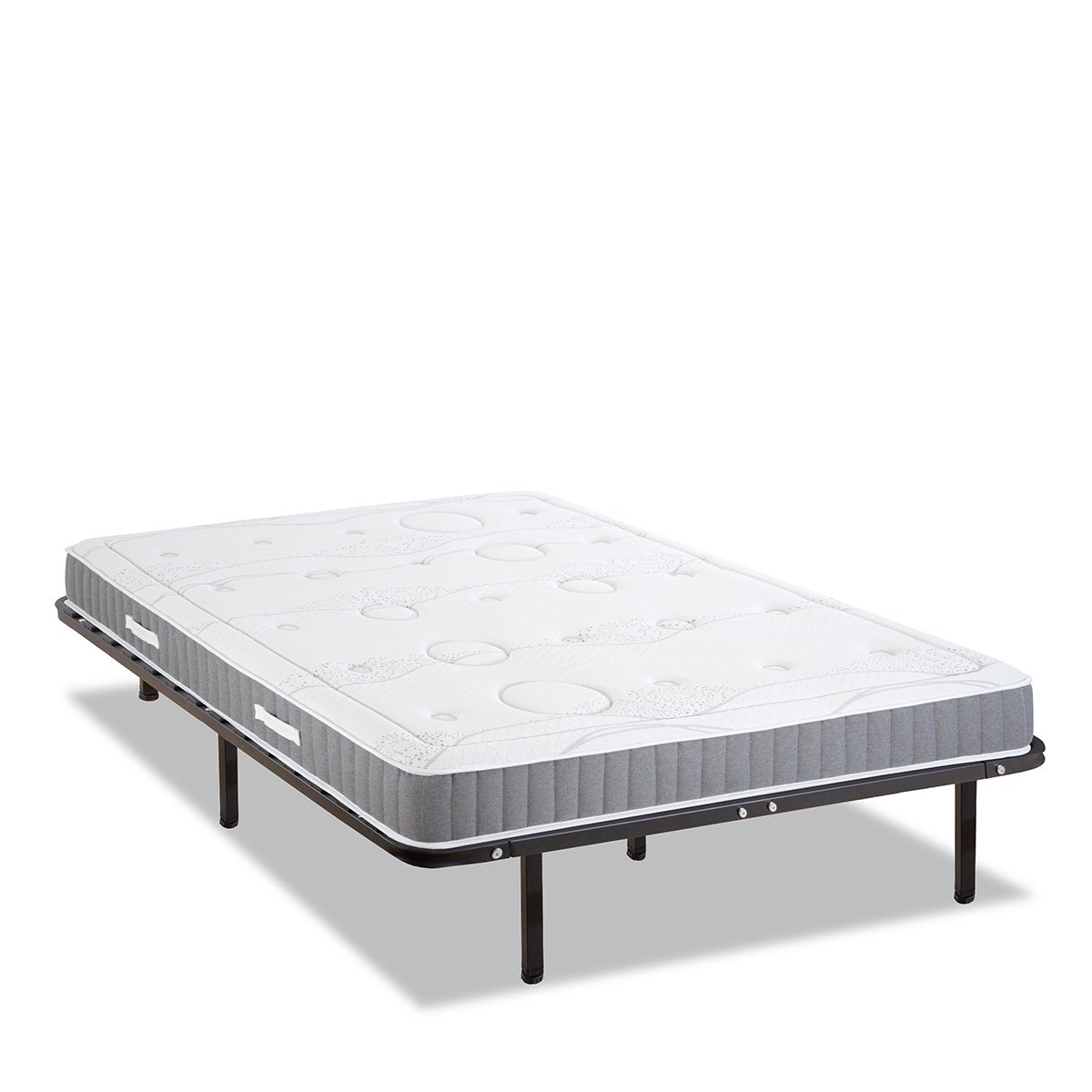 Ensemble Matelas Mémoire de forme INTUITION avec Cadre à lattes blanc, OLYMPE LITERIE