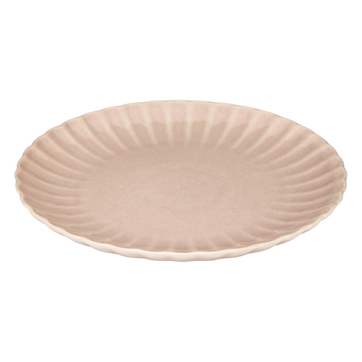 Lot de 4 assiettes plate ronde en grès ROMY rose, ATMOSPHERA