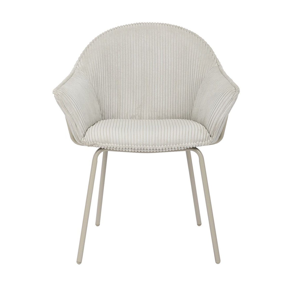 Chaise accoudoirs velours côtelé à grosses côtes  NOMA gris clair, ZAGO