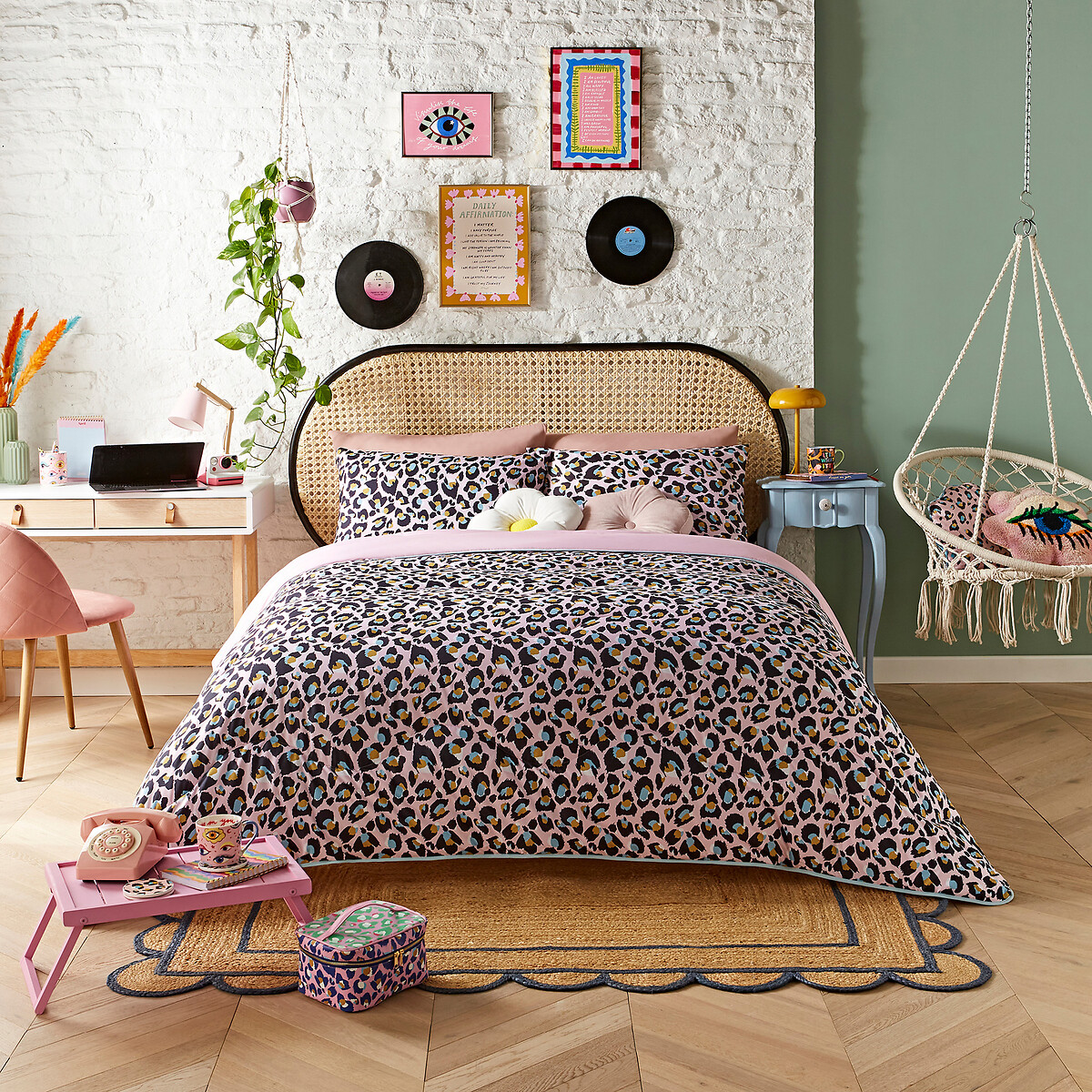 Eleanor Bowmer 10.5 Tog Leopard Coverless Duvet and Pillowcase Set multi-coloured, NIGHT LARK
