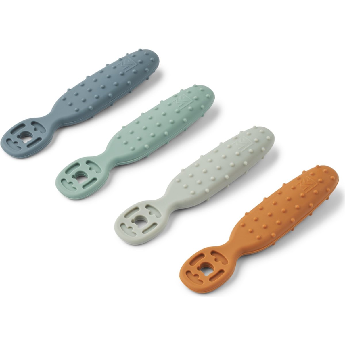 Lot de 4 cuillères d'apprentissage Caelia bleu, gris, vert d'eau, LIEWOOD