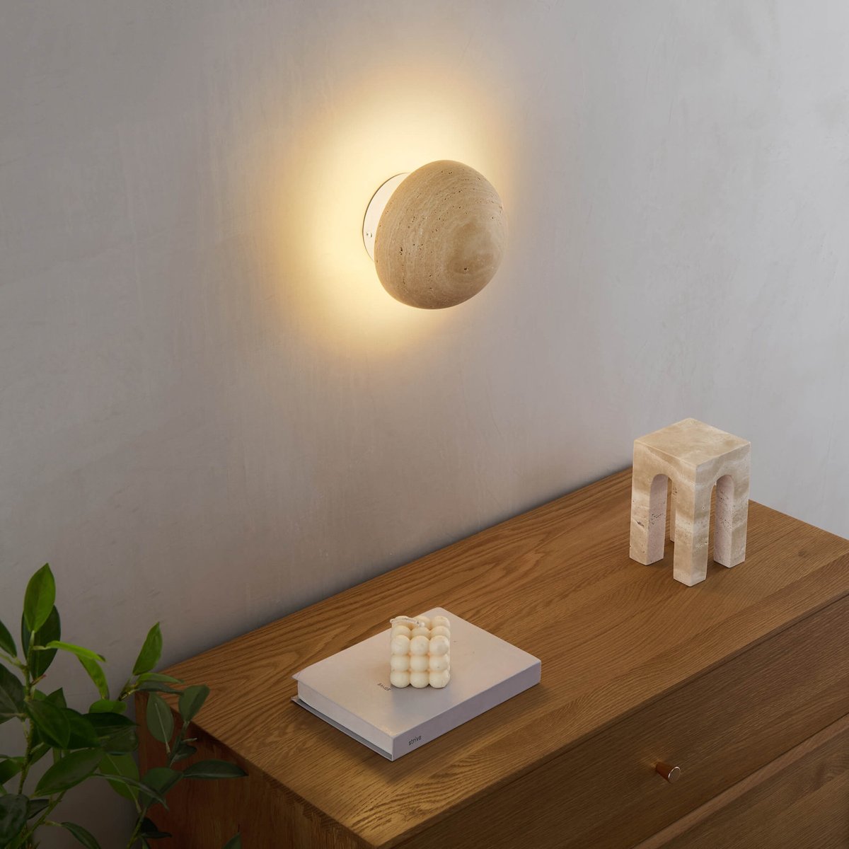 Applique en pierre naturelle à LED - ELVIN beige, KOSILUM