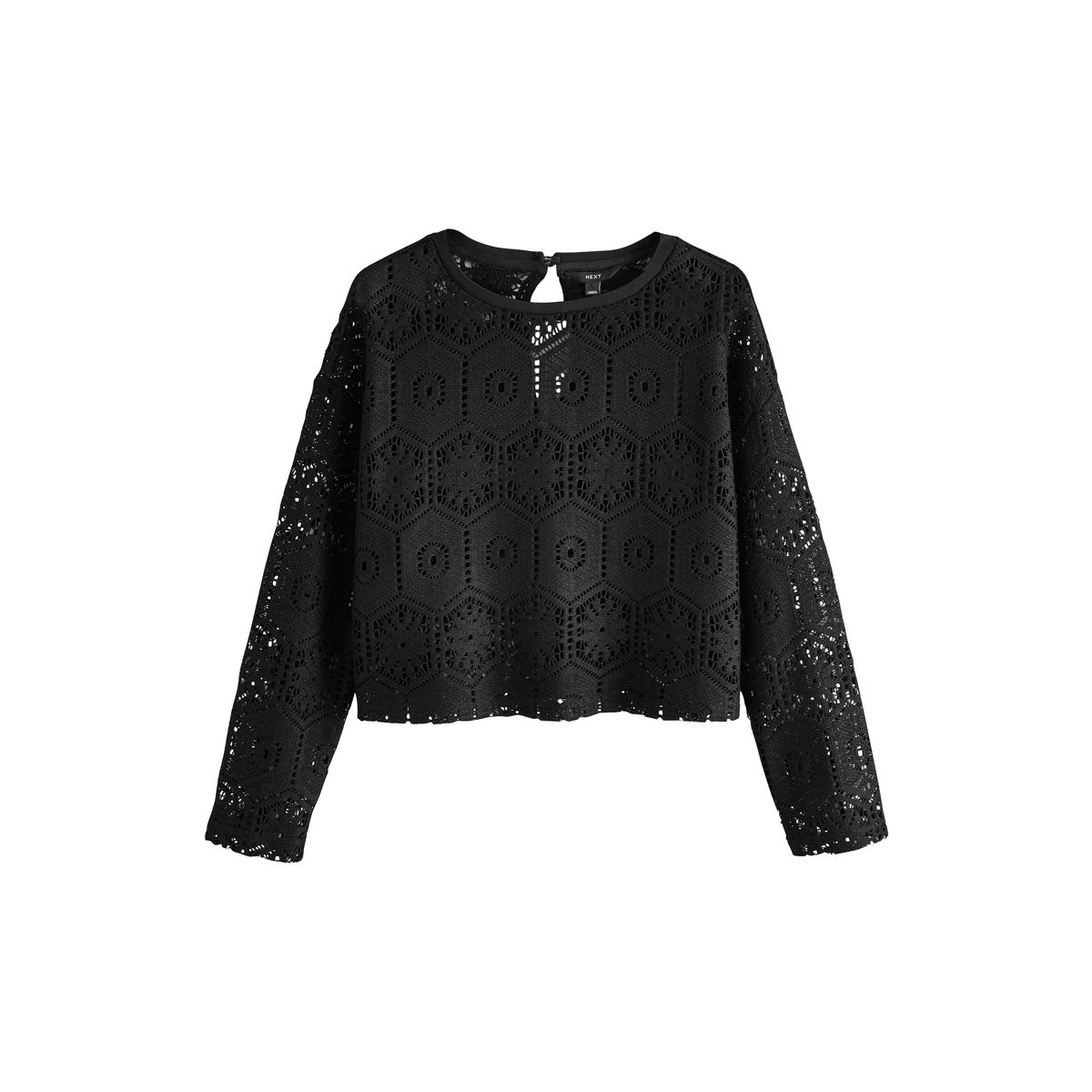 Haut à manches longues au crochet noir, NEXT
