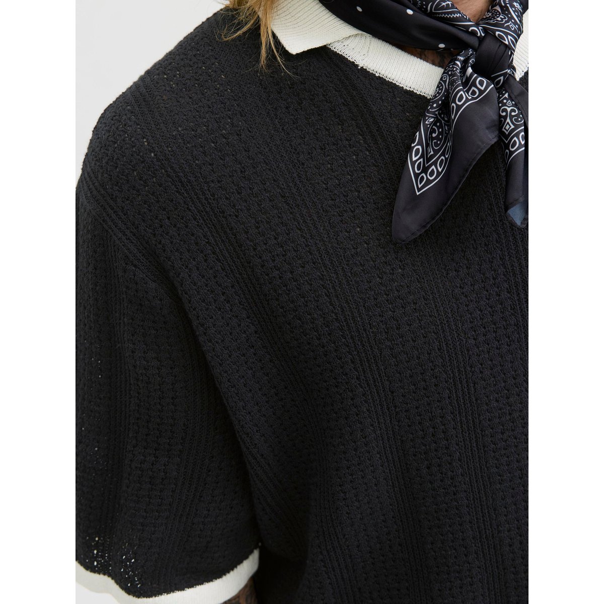Polo Tricoté noire - black, JACK & JONES