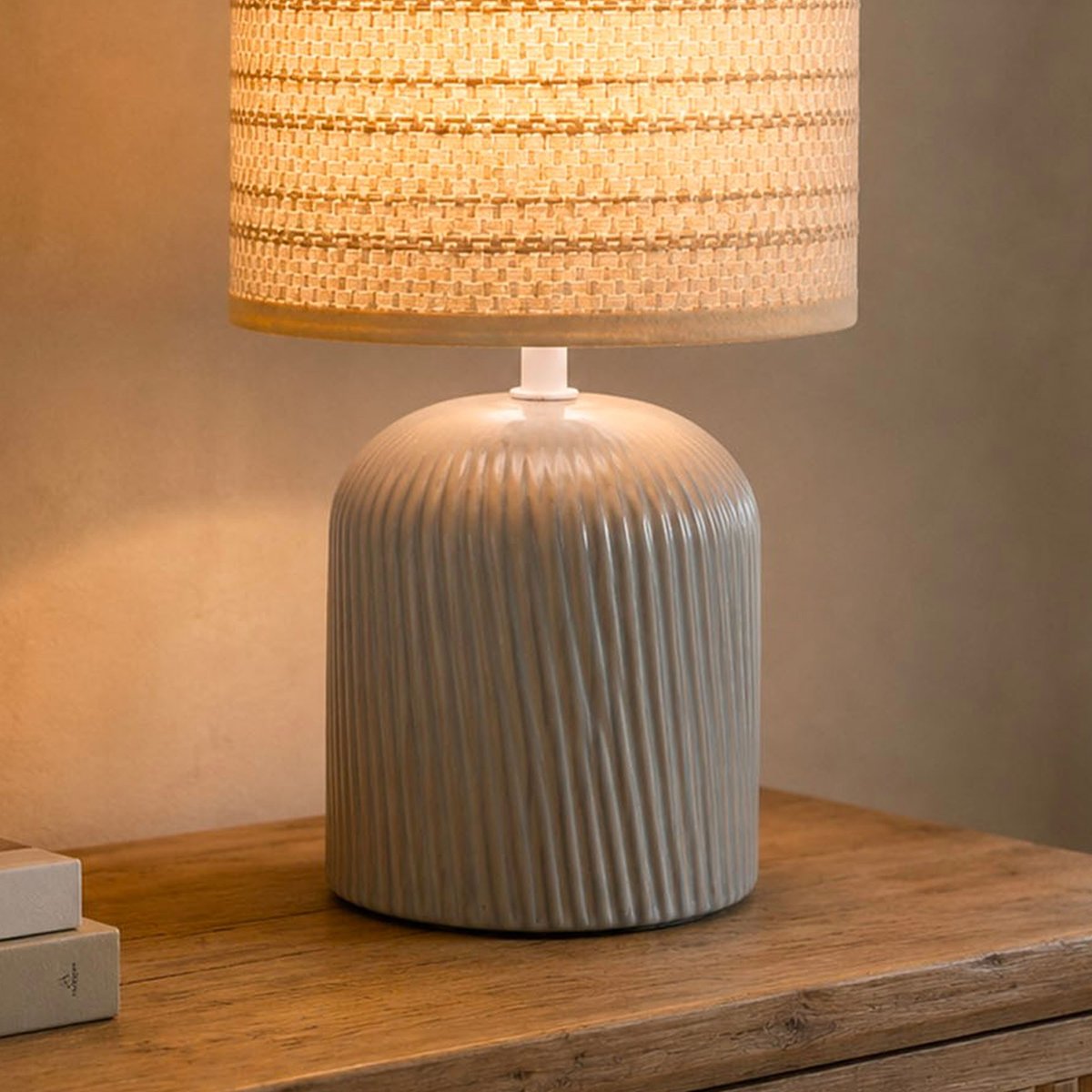 Lampe à poser céramique grise 18x18x31.5cm gris, VERSA