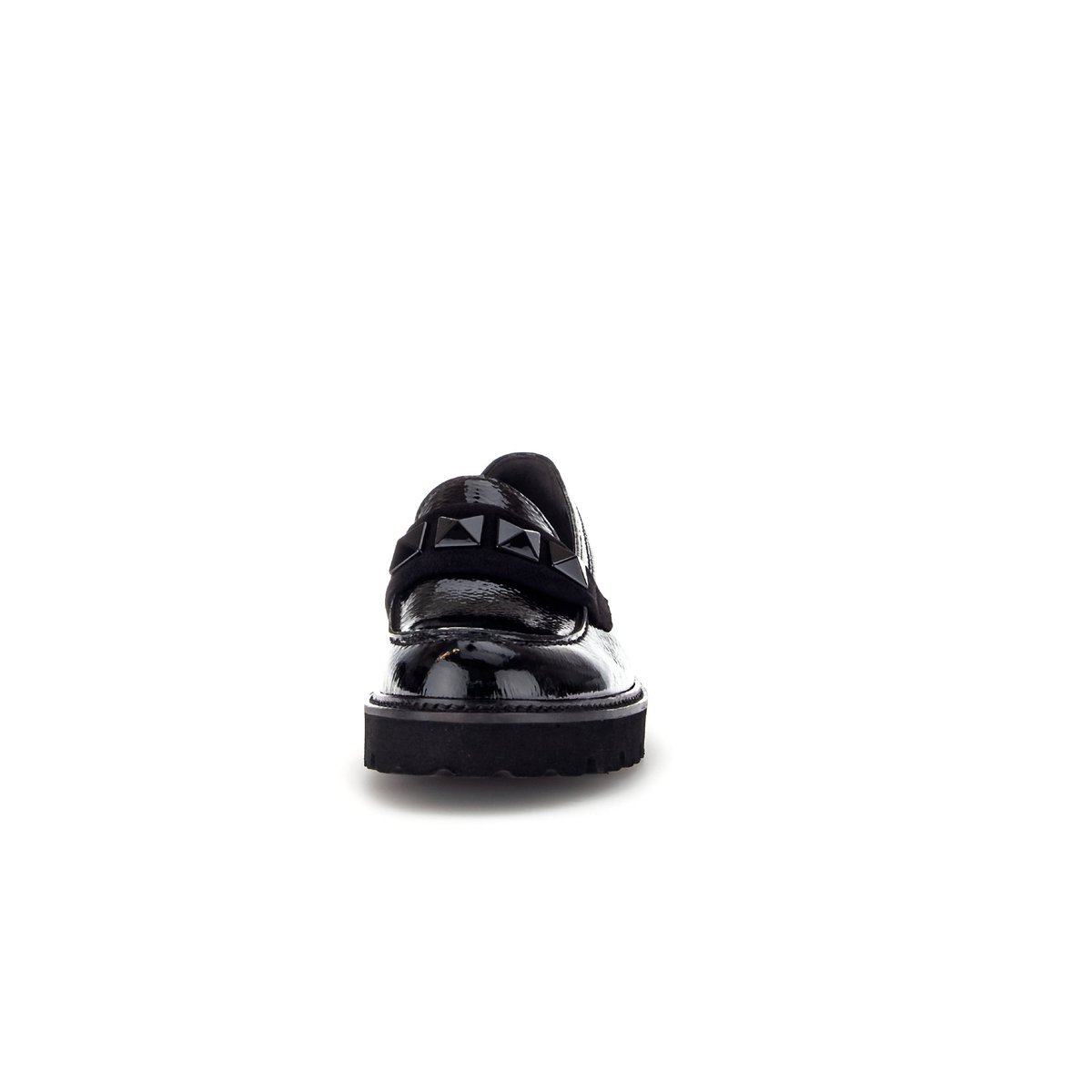 Mocassins en velours/vernis à talon décroché noir velours, GABOR