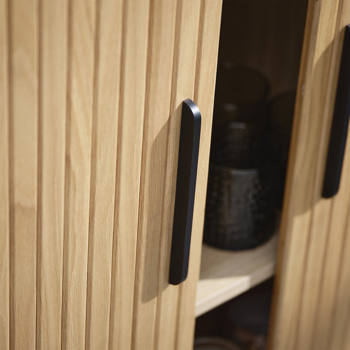 Buffet haut 2 portes - Bois - ALBA bois foncé,naturel,noir, MAISON AUBERTIN