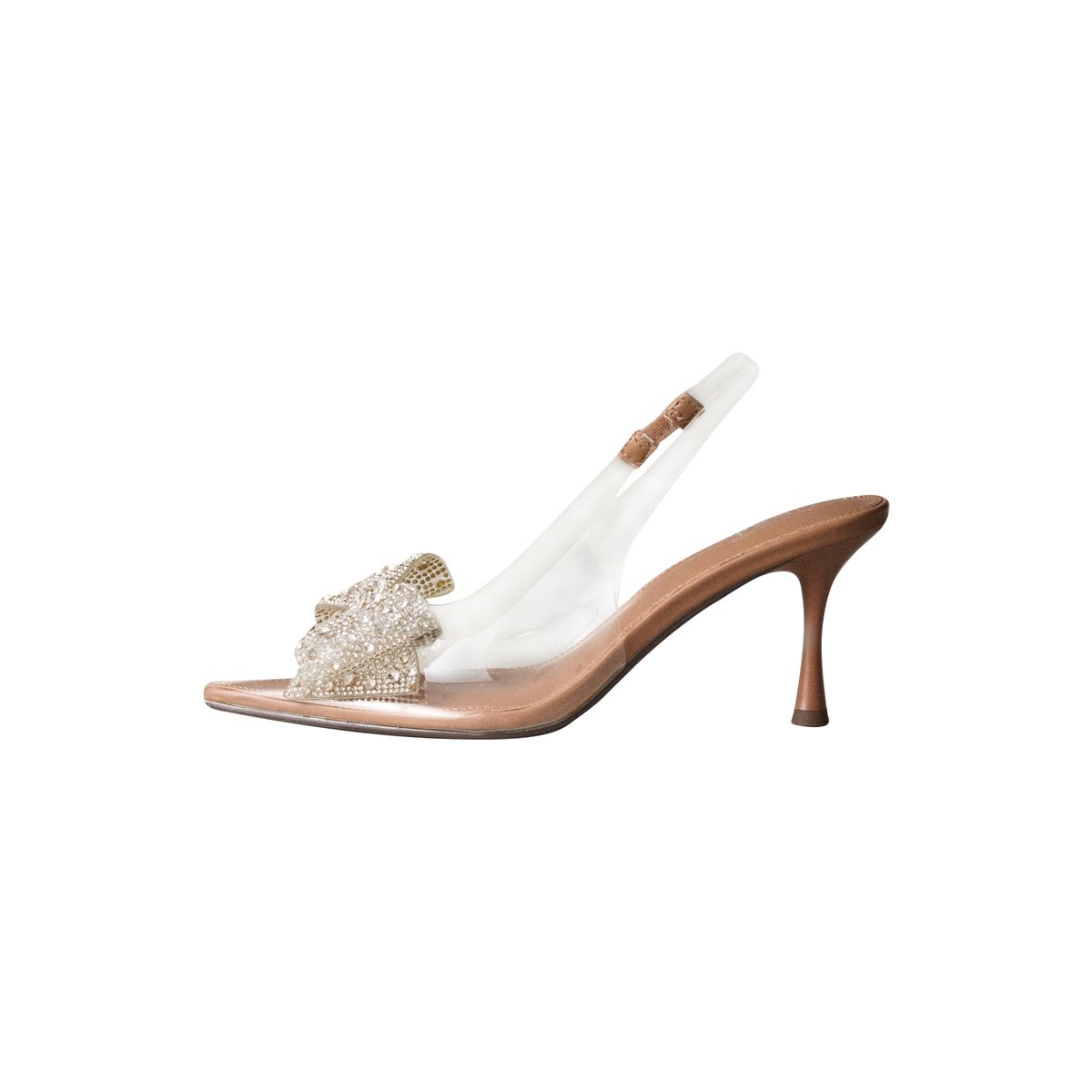Chaussures à talon, bride arrière et nœud nu/argent, NEXT