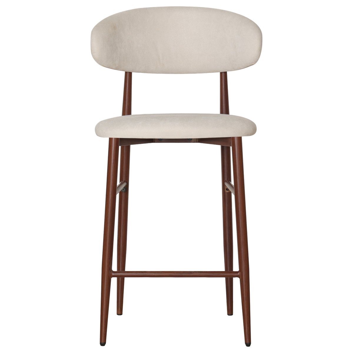 Tabourets de bar en tissu, lot de 2, Simon, SIMON beige, bois foncé, HAPPY GARDEN