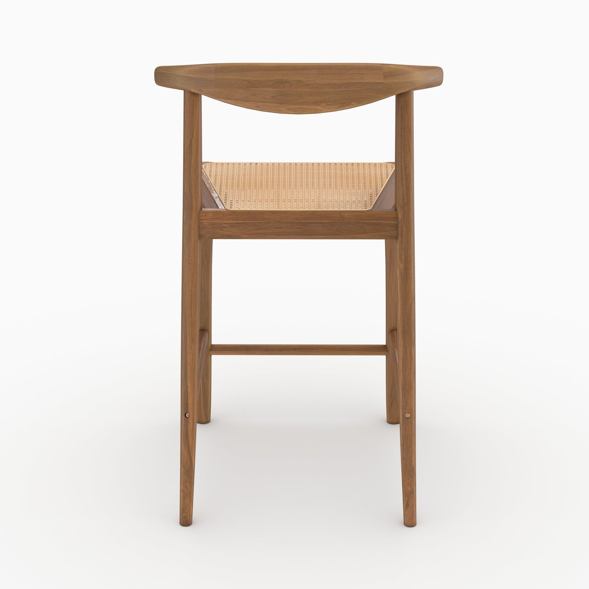 Lot de 2 chaises pour îlot central en bois de teck vernis et cannage - ALIA marron, MAISON PAVANE