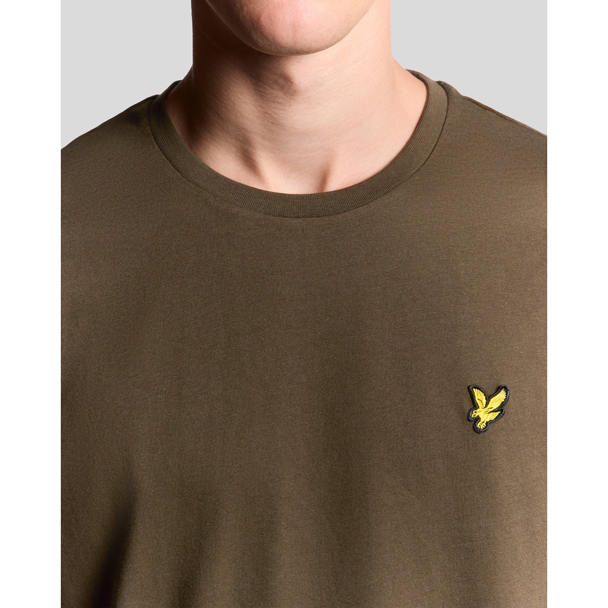 T-shirt en coton col rond vert olive, LYLE & SCOTT