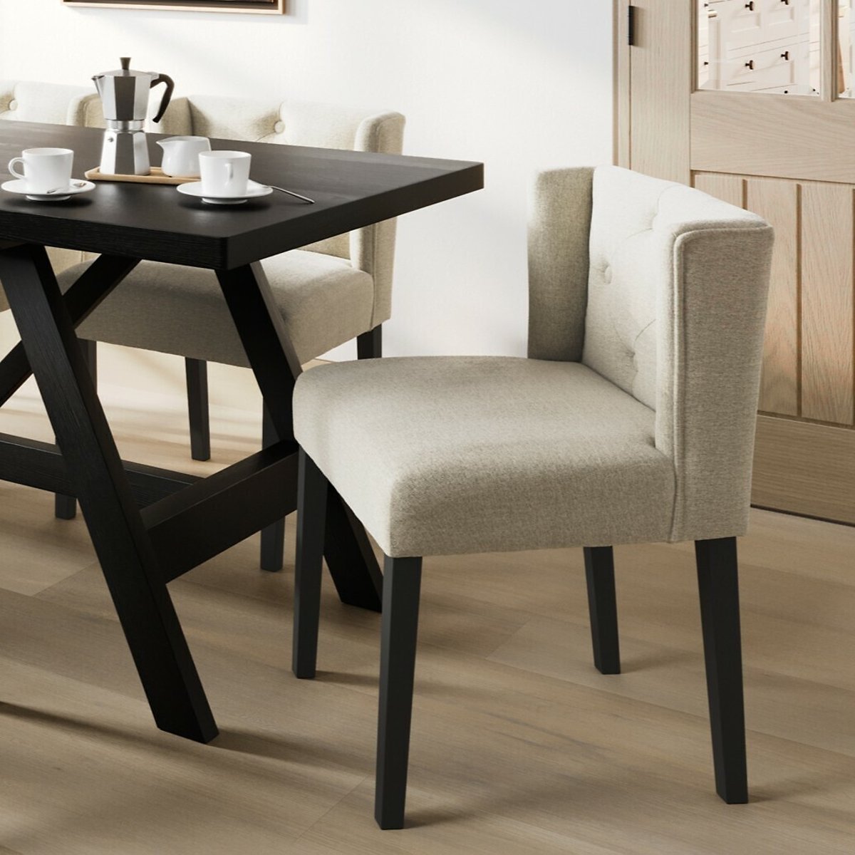 Giada Linen Wingback Dining Chair raw linen, ÉDITÉ
