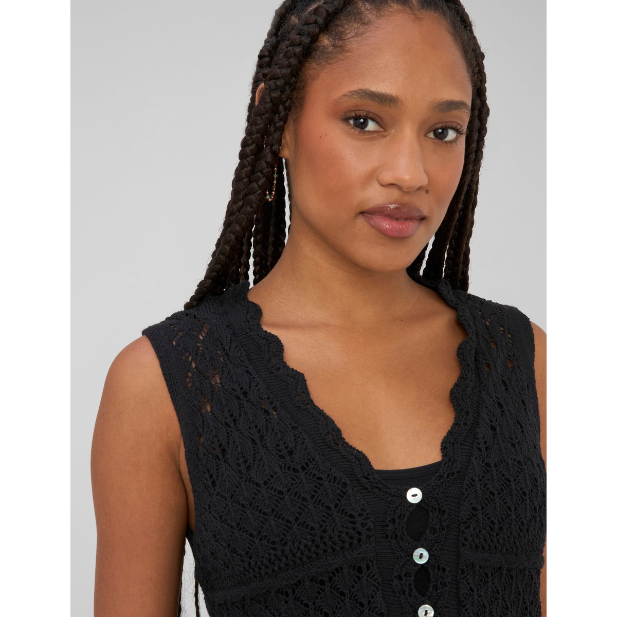 Gilet sans manches crochet noir, BZB