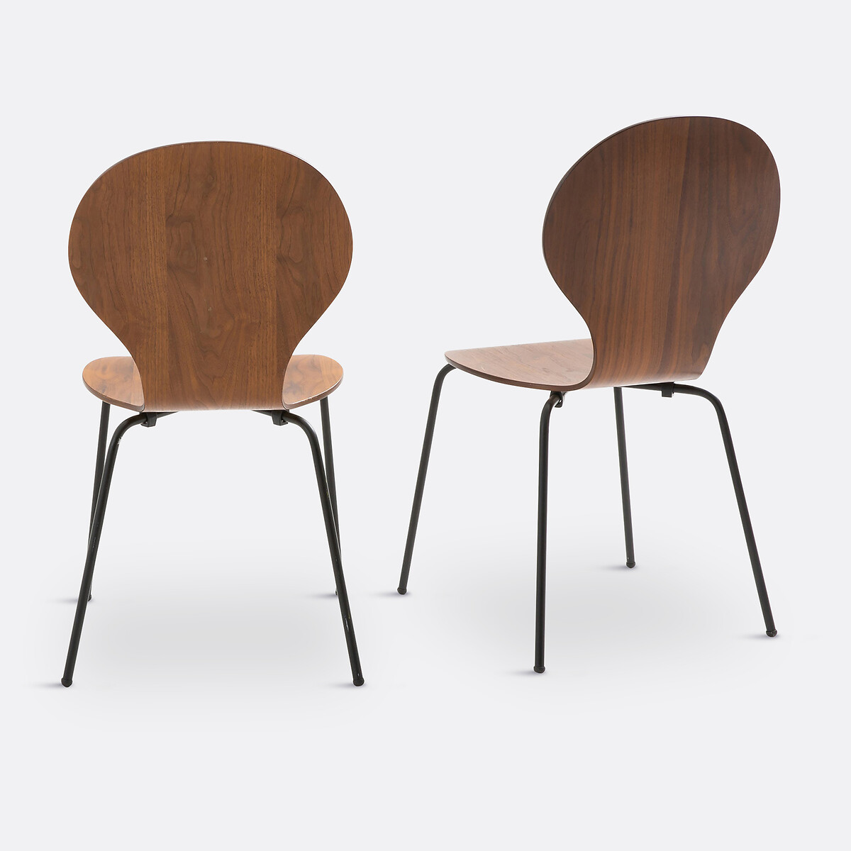 Lot de 2 chaises empilables, Lenon noir/teinté noyer, LA REDOUTE INTERIEURS