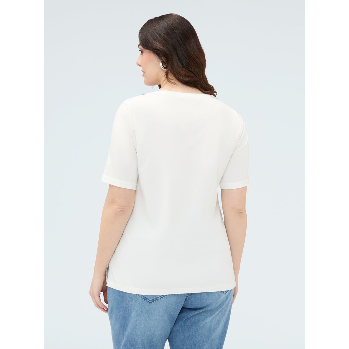 T-shirt avec application sur l'encolure blanc, FIORELLA RUBINO