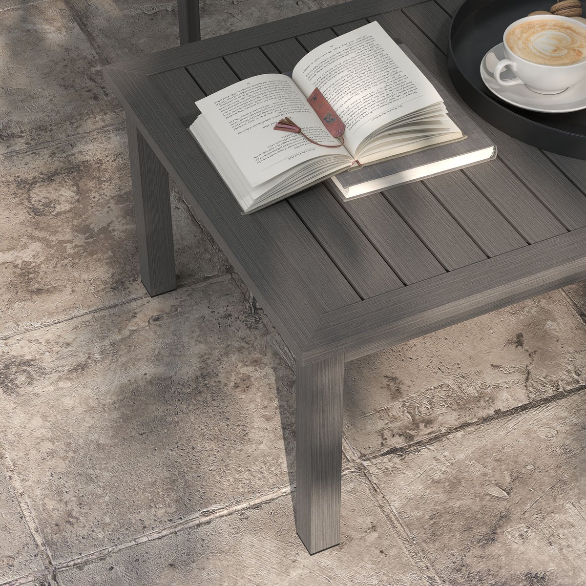 Table basse Aluminium Marron marron, OUTSUNNY