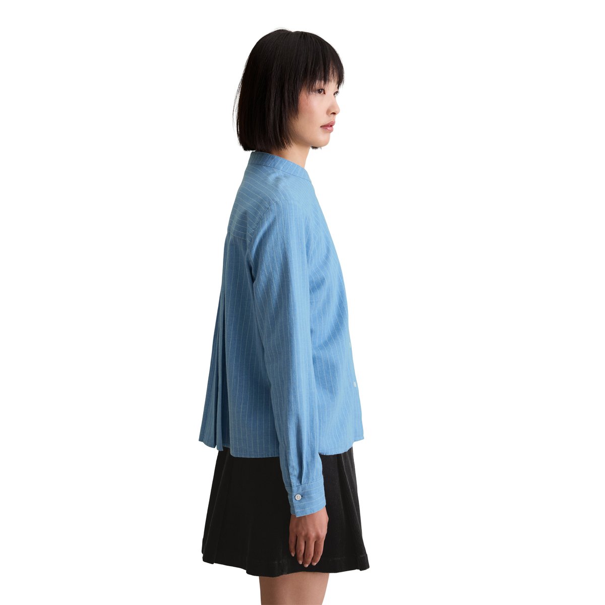 Blouse avec détail de plis regular en pur coton bio bleu clair, MARC O’POLO DENIM