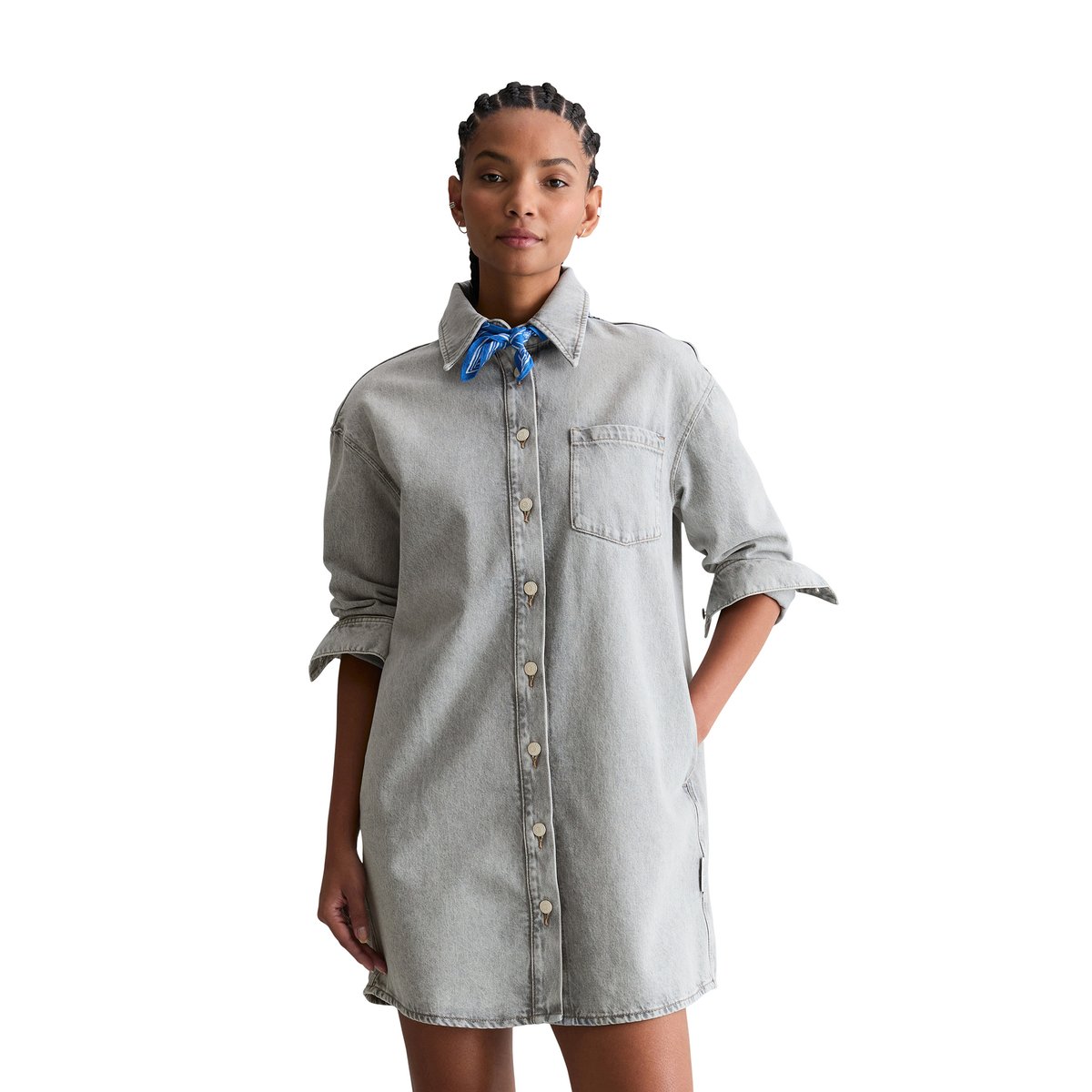 Robe en jean oversize en denim rigide hellgrau, MARC O’POLO DENIM