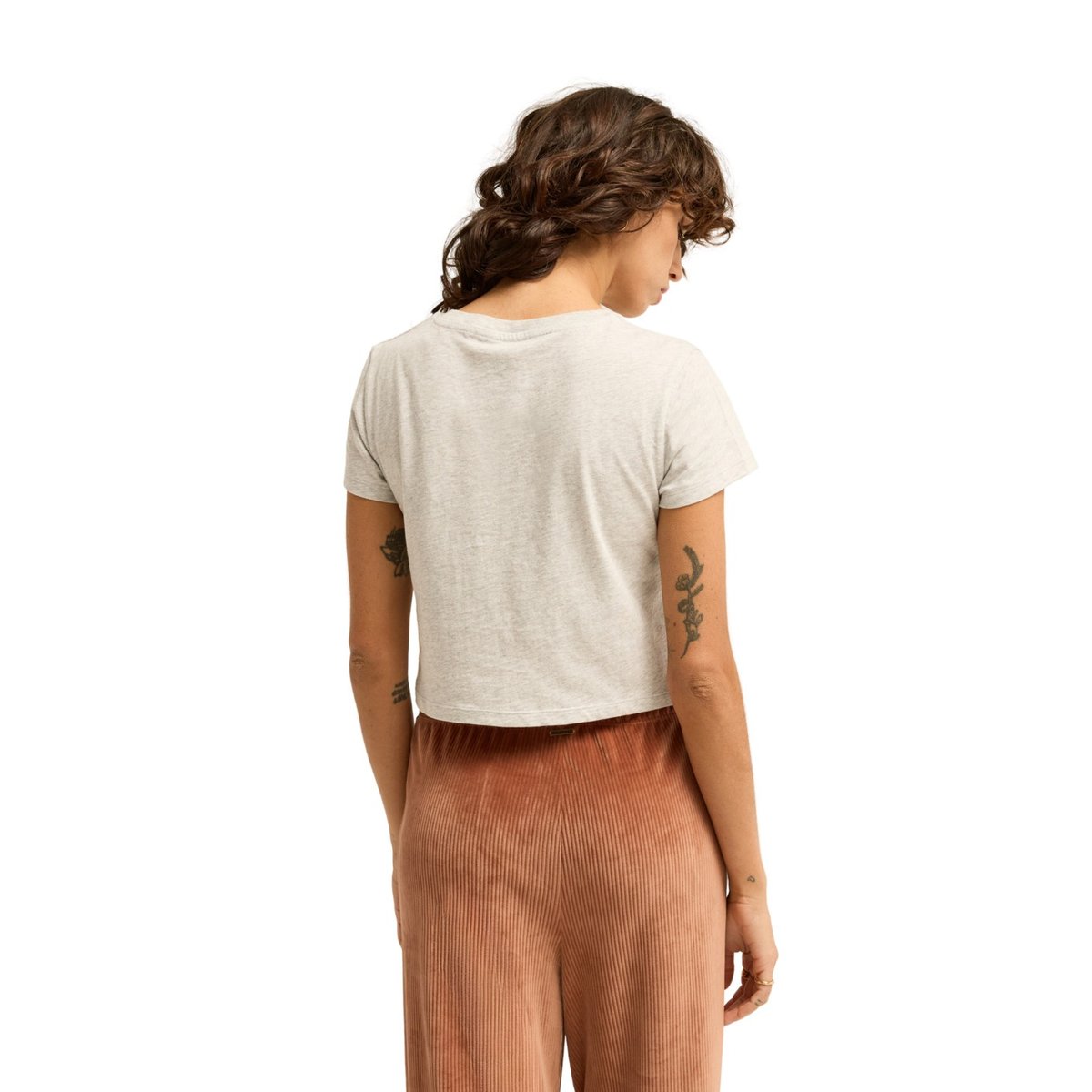 T shirt manches courtes SURFING IN TOWN CROP gris grey heather, BILLABONG