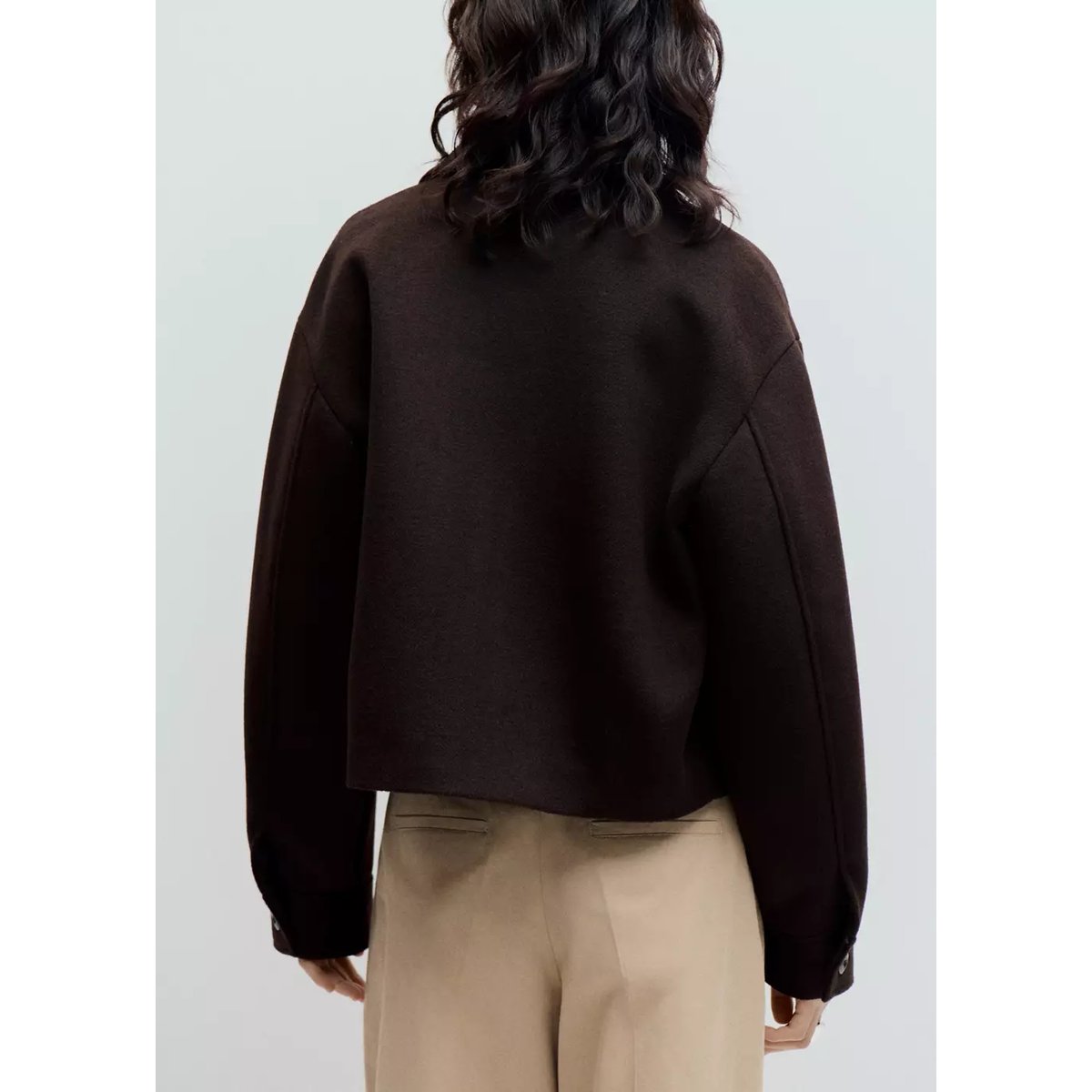 Veste bomber laine chocolat, MANGO