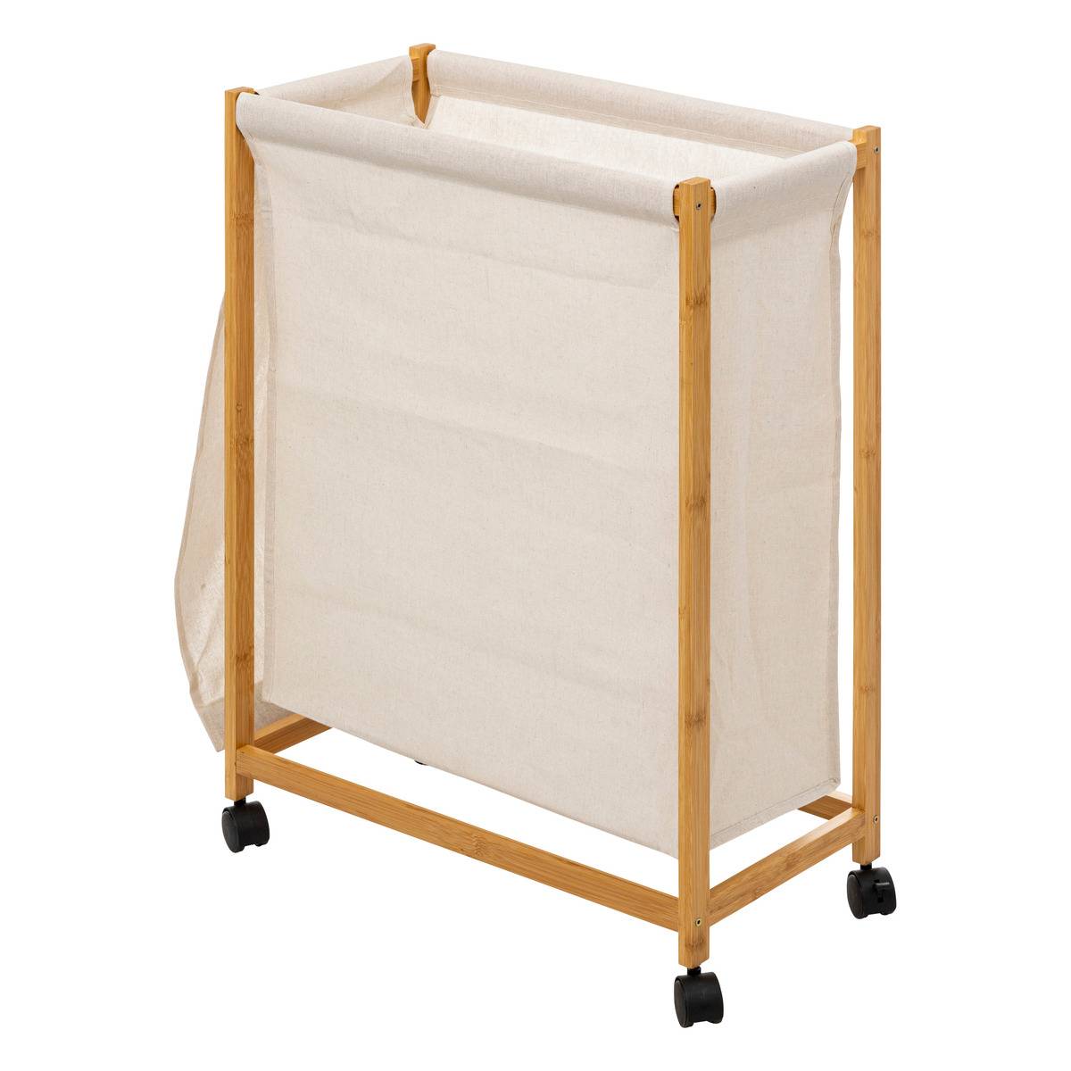 Panier à linge roulette 52L Beige TIDY BOX beige, 5FIVE SIMPLY SMART