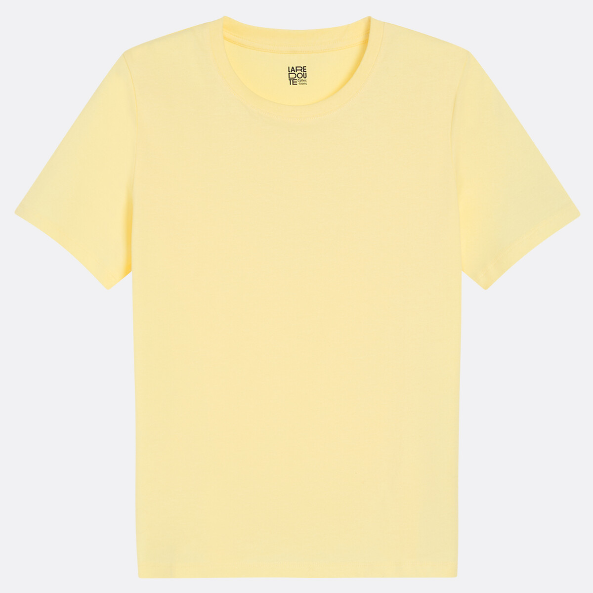 Camiseta con cuello redondo, manga corta amarillo, LA REDOUTE COLLECTIONS