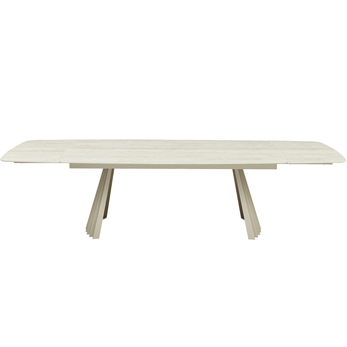 Table à manger extensible 8/12 couverts en céramique effet Travertin - BRUMA travertin, HOMIFAB