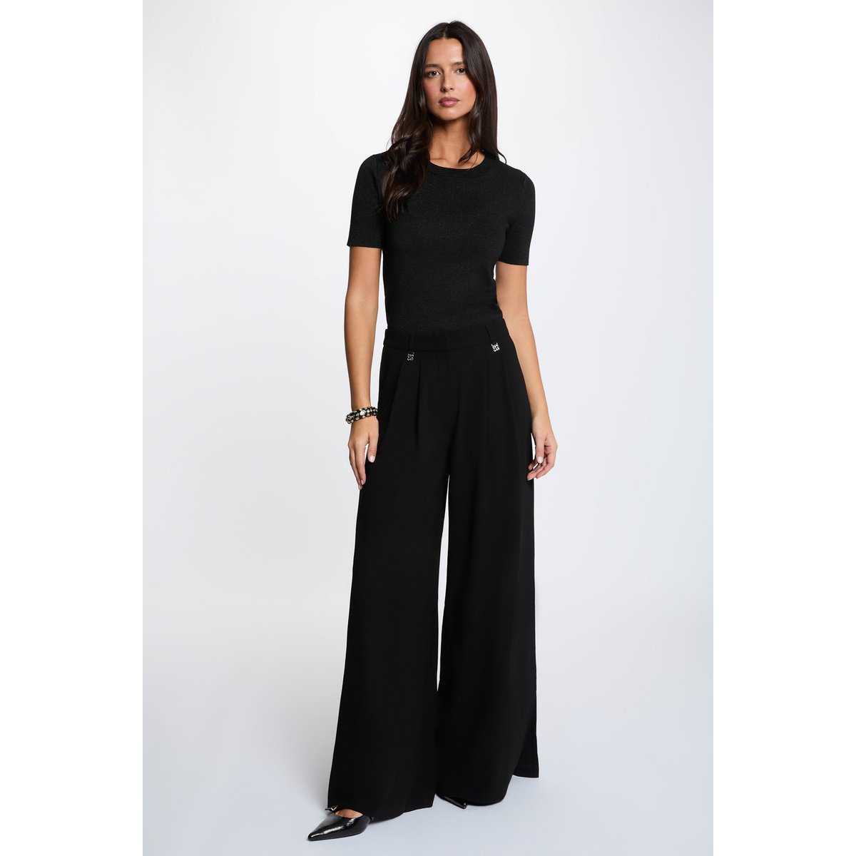 Pull col rond noir, MORGAN