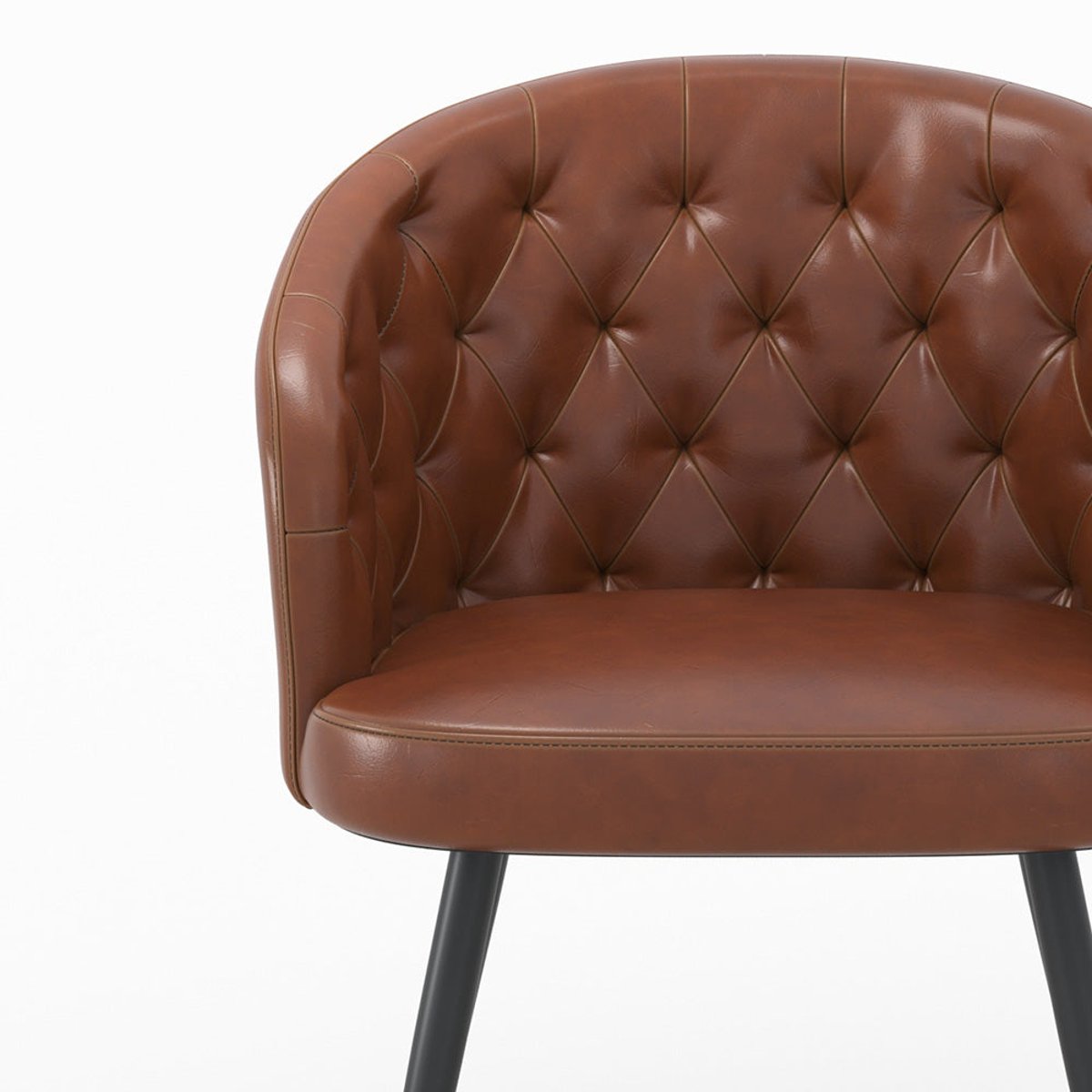 Chaise en cuir de buffle et pieds en métal - ANATOLE marron, MAISON PAVANE
